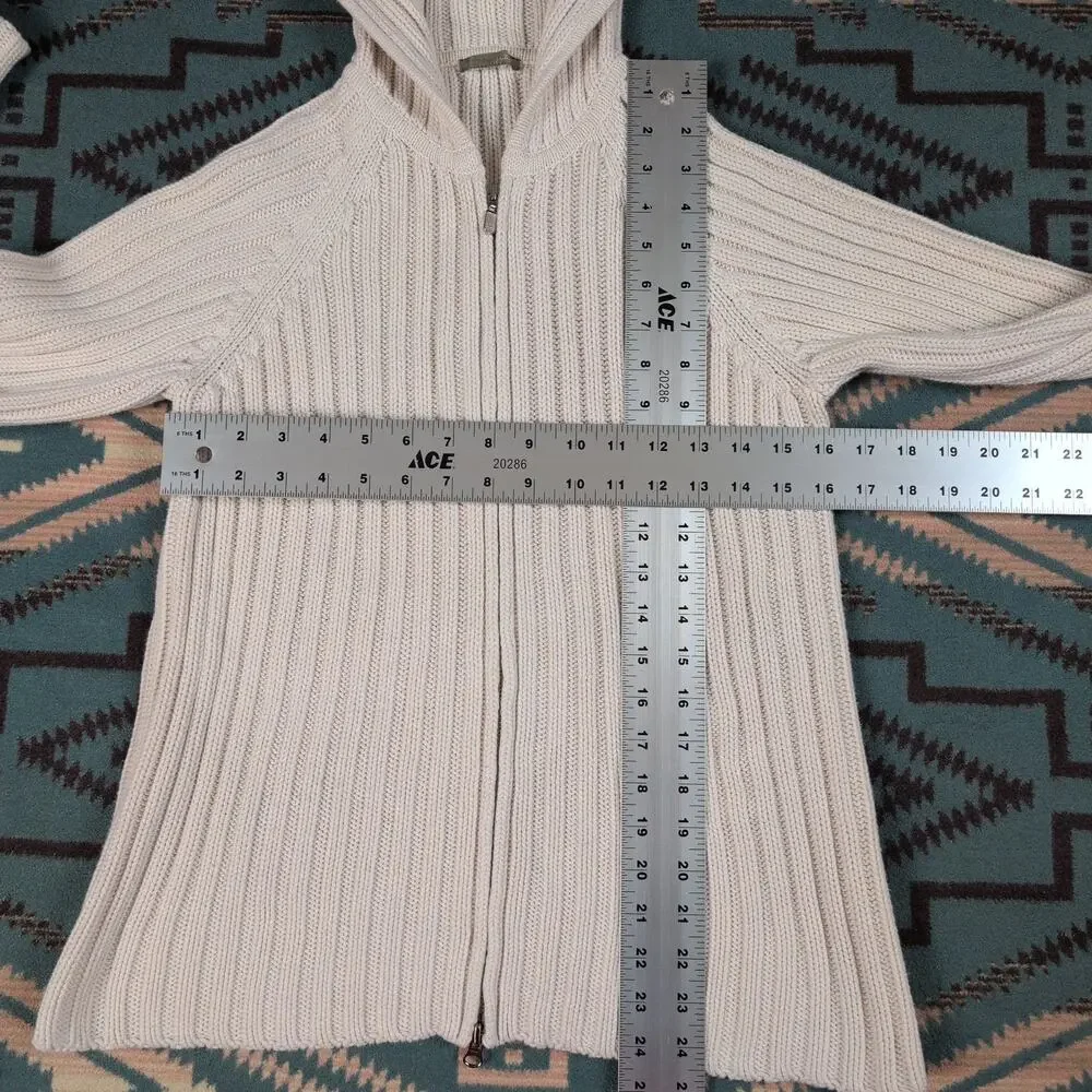 J.Crew Cable Knit Hoodie Sweater Full Zip Cardigan Extra Small Boho Cute